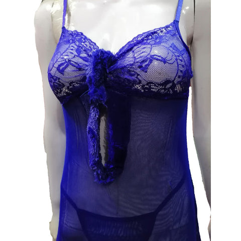 Women Net Lace Embroidery Lingerie Two Piece Night Dress Lingerie Set