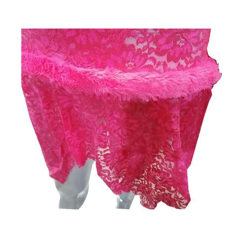 Women velet Net Furr Lace Embroidery Lingerie Two Piece Night Dress Lingerie Set